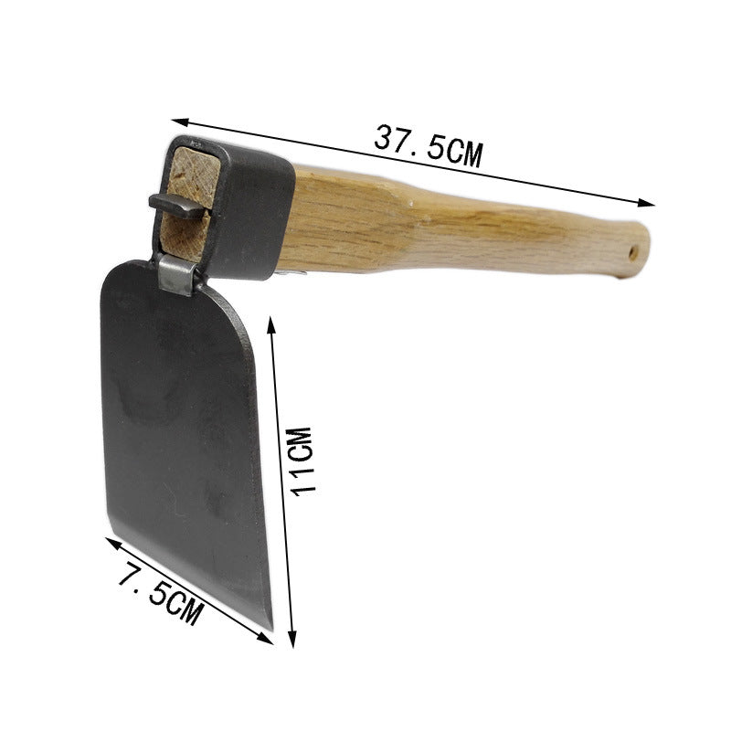 A gardening hoe with a wooden handle, measuring 37.5cm in length. The metal blade is 11cm tall and 7.5cm wide, with measurements labeled in black text.