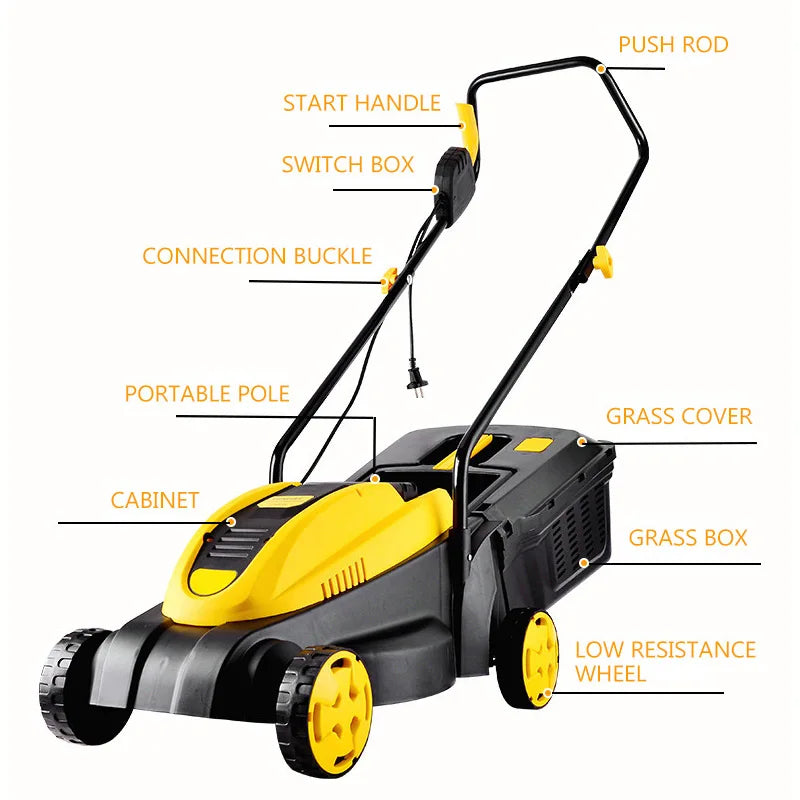 Electric Lawn Mower 1300W 3 Gears 220V