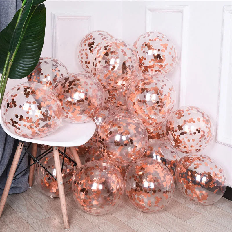 Gold Star Confetti Latex Balloons