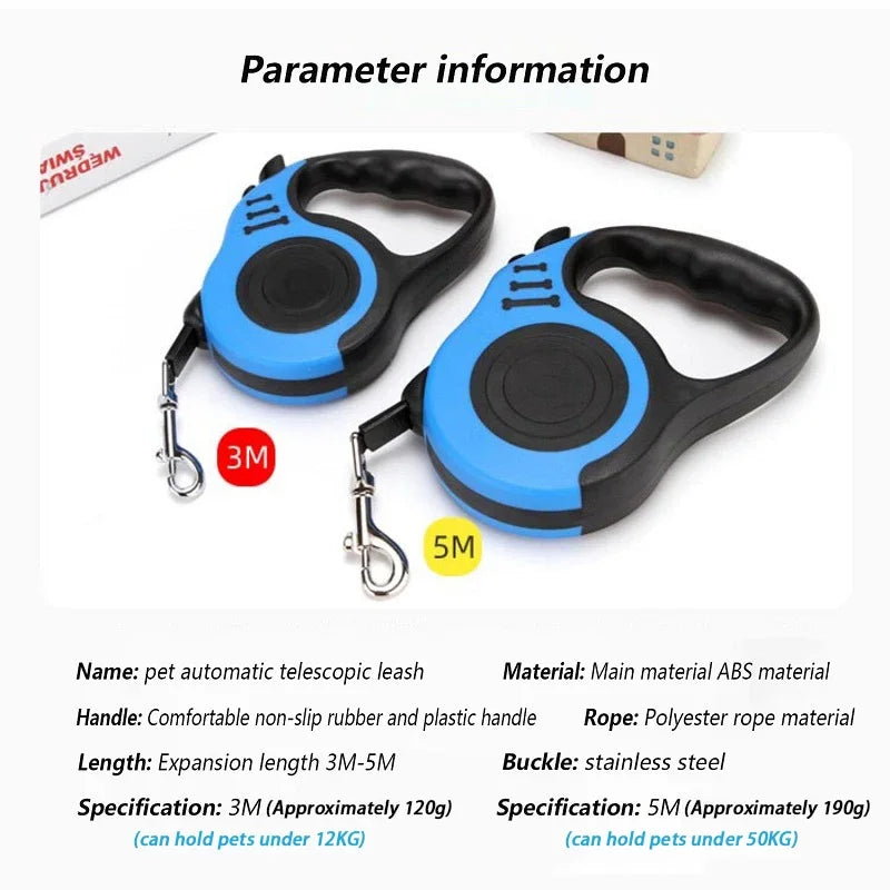 Durable Retractable Dog Leash - 3M 5M 50kg