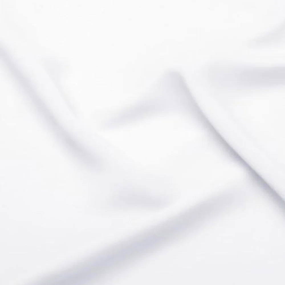 Smooth white fabric with gentle folds, creating subtle shadows and a soft texture. The image highlights the material's clean and sleek appearance.
