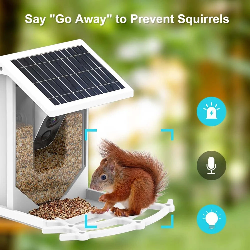 Wireless Solar Bird Feeder With Camera Outdoor Auto Capture 1080P Bird Feeders House With Cameras AI-Smart Identify Bird Species