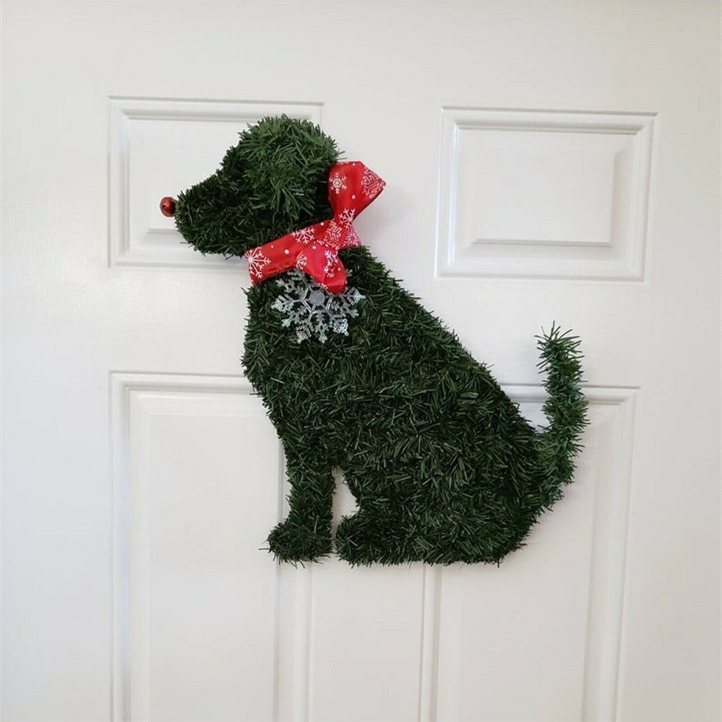 Adorable Holiday Pets Straw Wreath | Christmas Door Hanging
