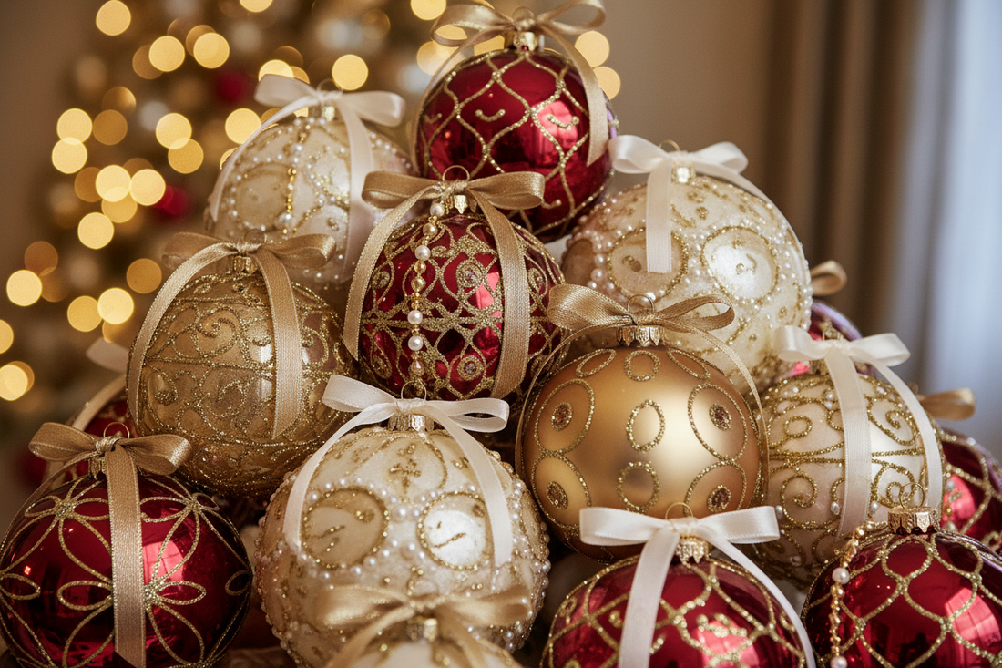 Christmas tree ornaments, gift boxes and children’s toys for holiday shopping
