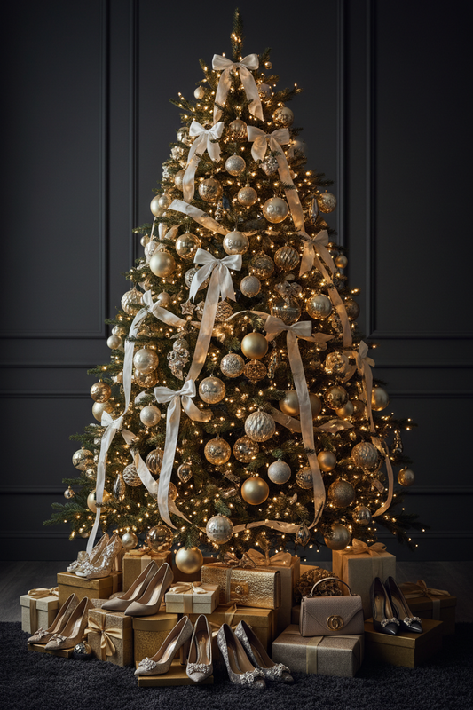 Christmas tree decorated with baubles and festive ornaments