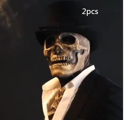Skeleton wearing a tuxedo with a white shirt and a black top hat, set against a dark background. The text "2pcs" is displayed in the upper right corner.