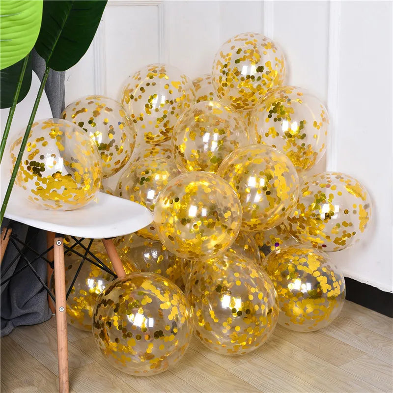 Gold Star Confetti Latex Balloons
