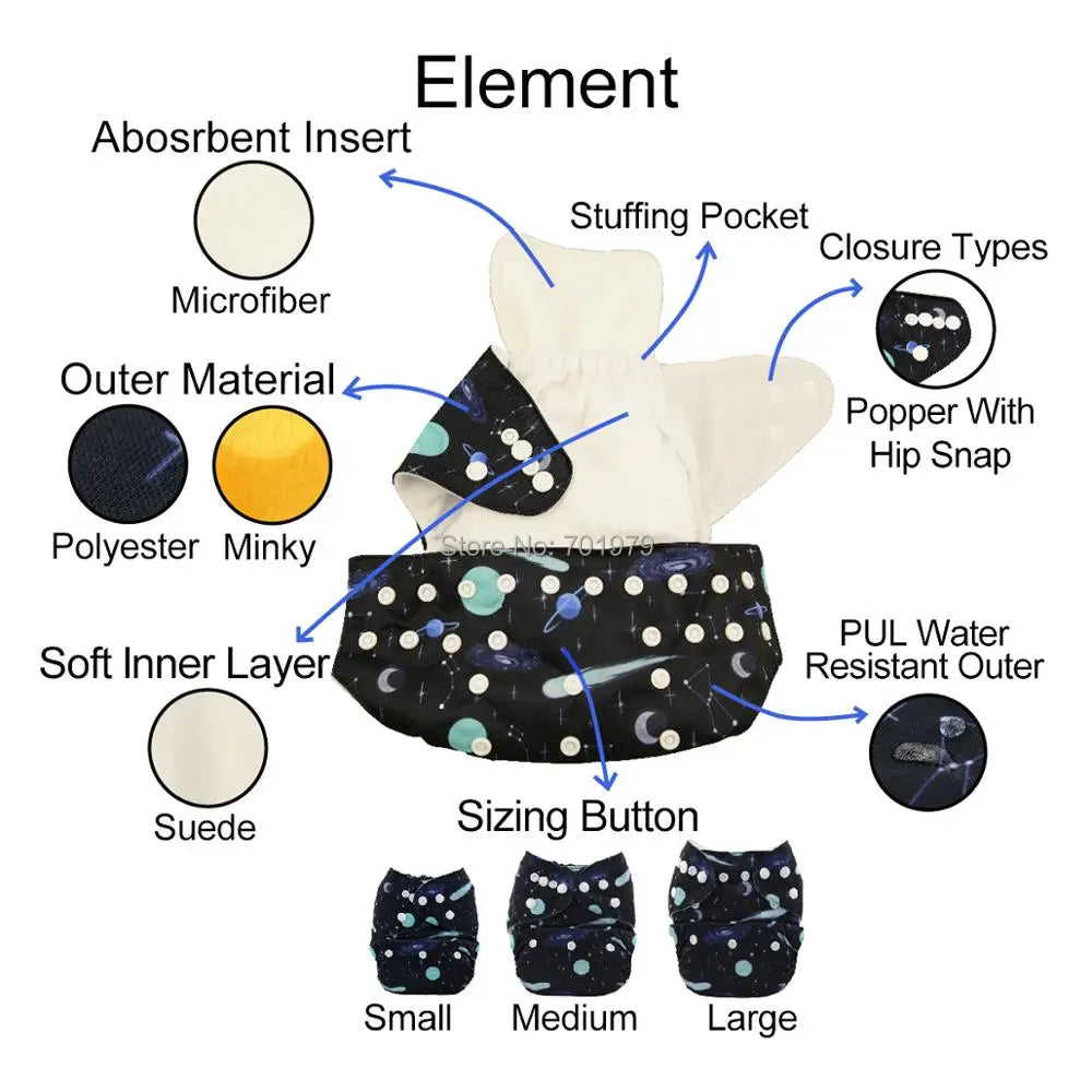 ALVABABY Cloth Diapers with Suede Cloth Inner
