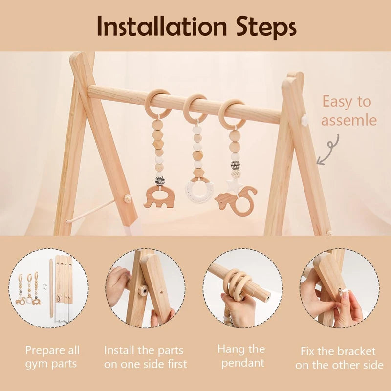 Premium Wooden Rattle Teether Set