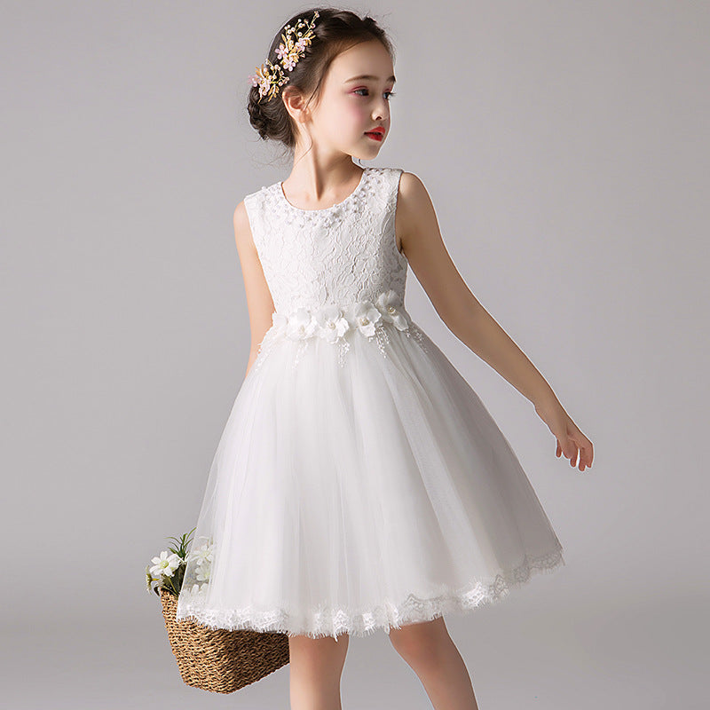 Girls' Lace Puff Yarn Dress