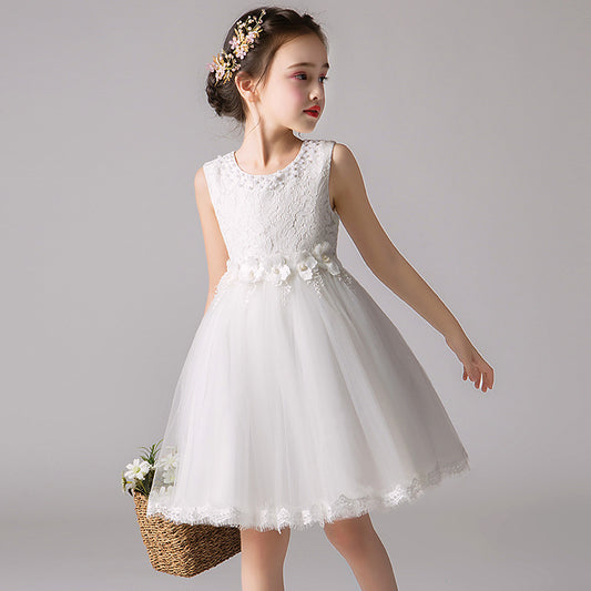 Girls' Lace Puff Yarn Dress