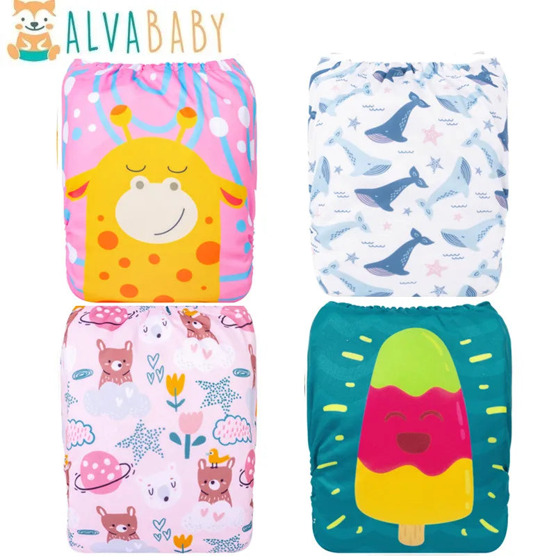 ALVABABY Cloth Diapers with Suede Cloth Inner