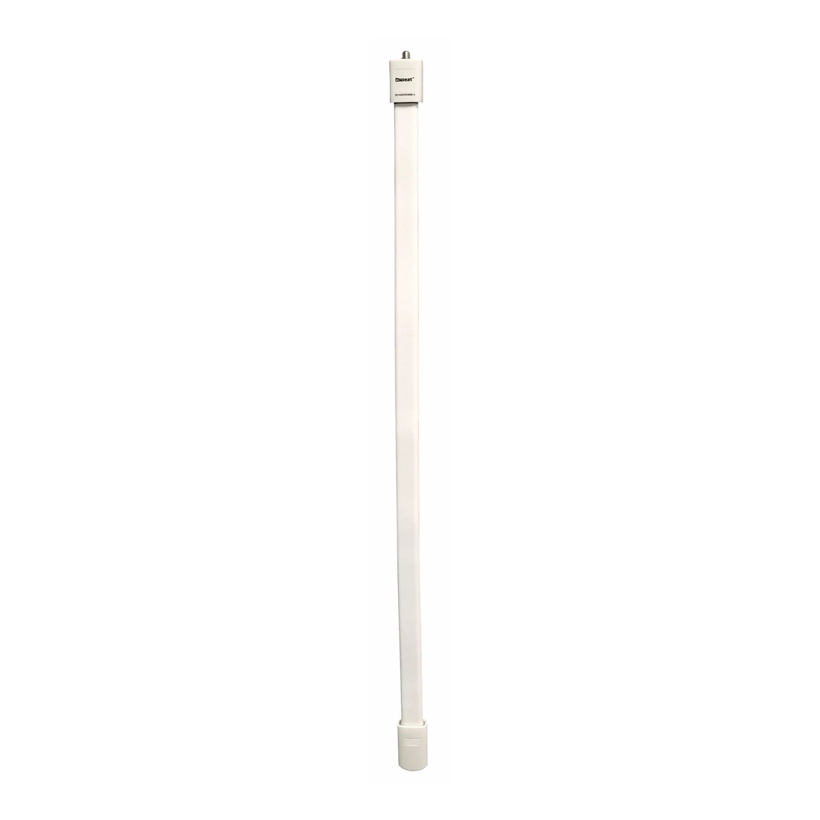 Tall, slim white antenna with a square connector at the top, designed for enhancing signal reception, shown against a plain white background.