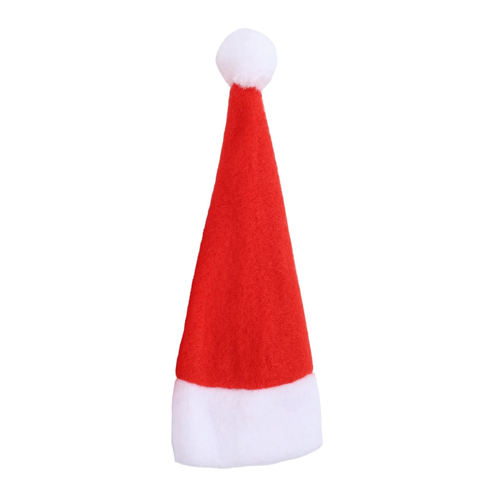 Red and white Santa hat with a fluffy white pom-pom on top and a soft white trim at the base, set against a plain white background.