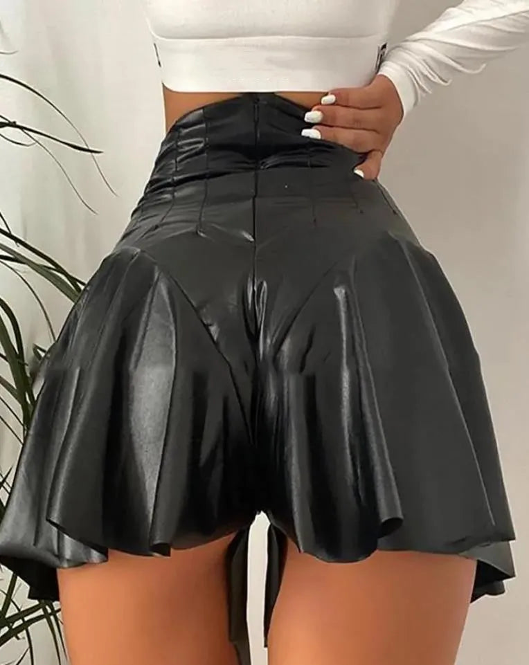 Chic Black Ruffle High Waist Mini Skirt - Elegant Party Wear