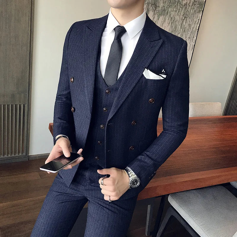 Beige Men's 3-Piece Suit Set