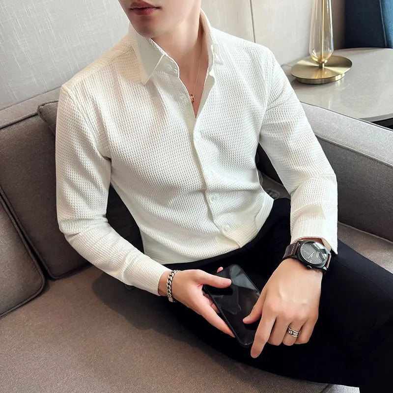 Luxury Waffle Men's Shirts - Autumn Winter Collection