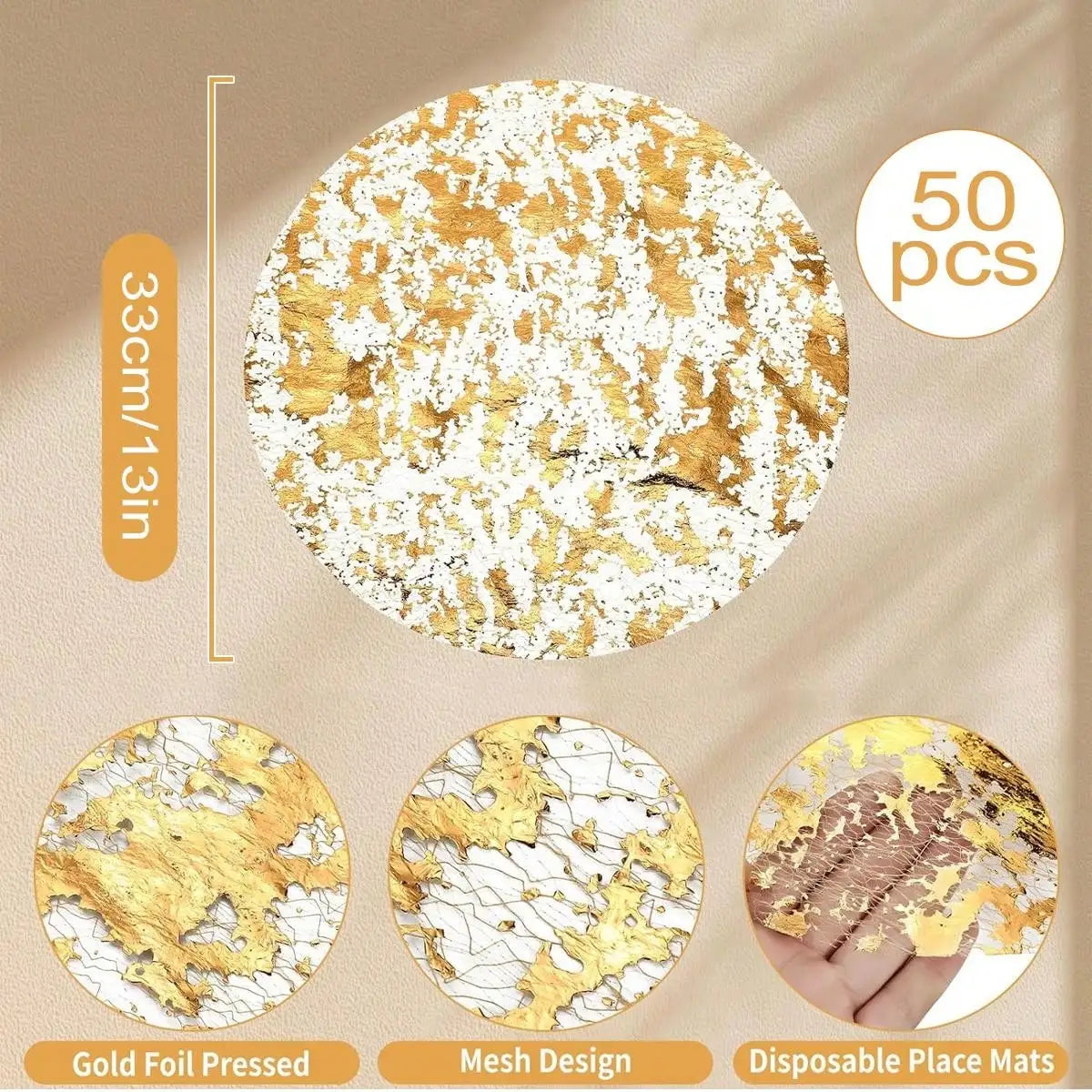 Disposable Gold Placemats Set