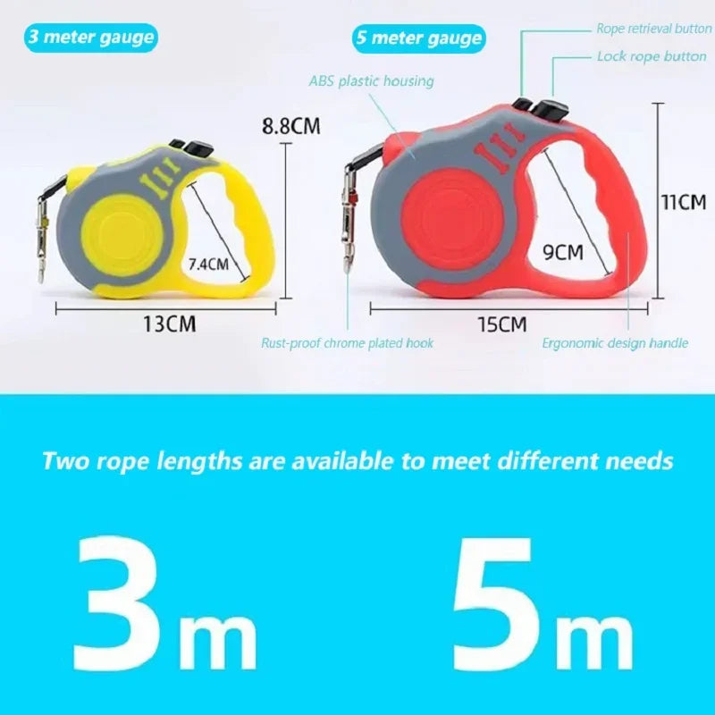 Durable Retractable Dog Leash - 3M 5M 50kg