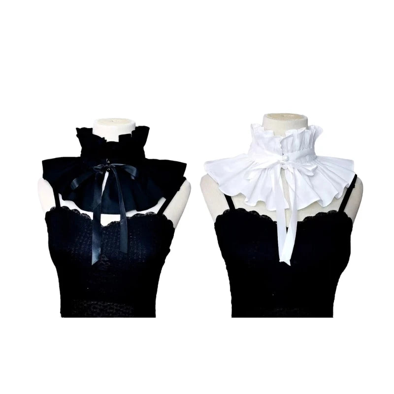 Victorian Elegant Ruffled Collar Blouse Decor