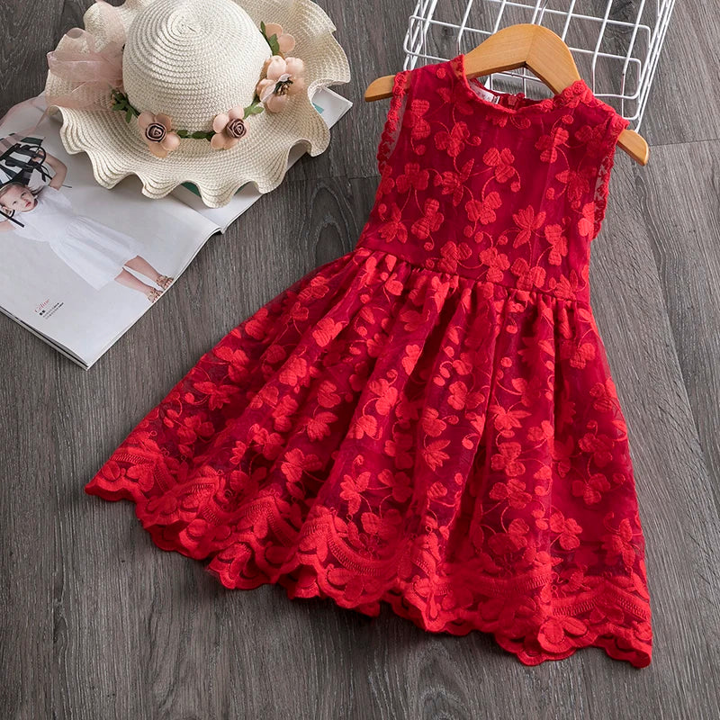 White Summer Flower Girl Dress - Lace Floral Gown