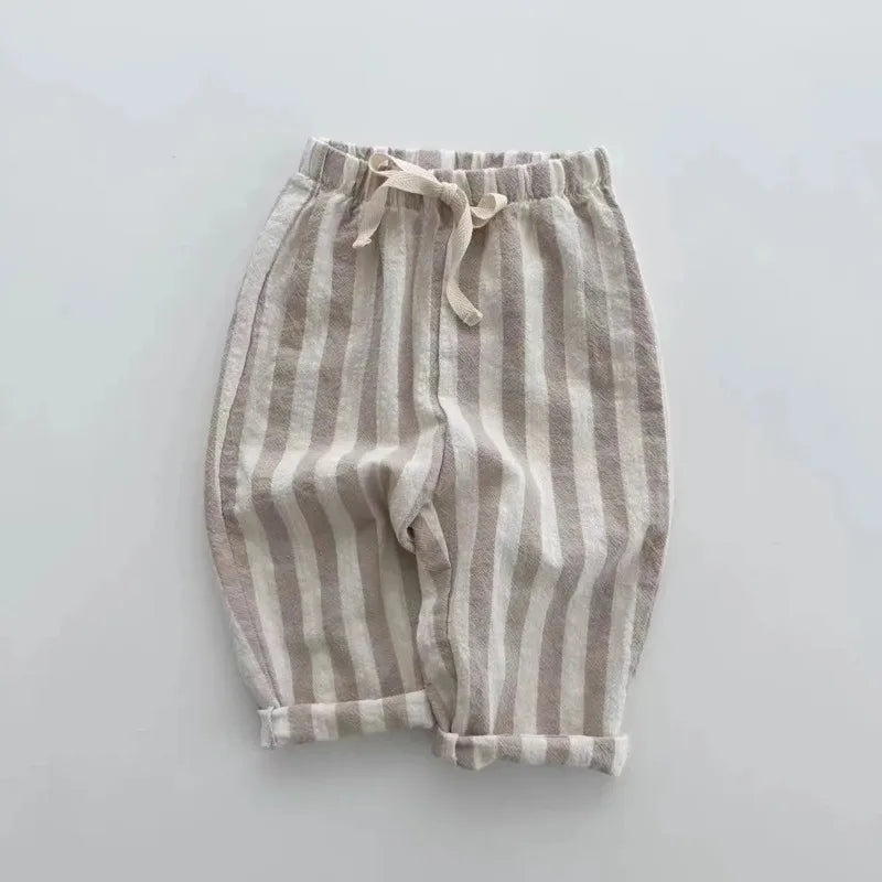 Vintage Linen Cotton Kids Stripe Pants
