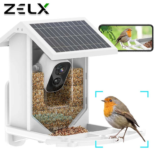 Wireless Solar Bird Feeder With Camera Outdoor Auto Capture 1080P Bird Feeders House With Cameras AI-Smart Identify Bird Species