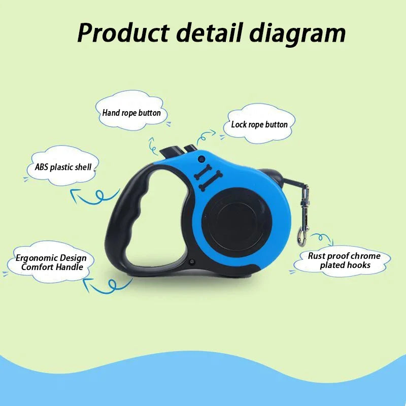 Durable Retractable Dog Leash - 3M 5M 50kg