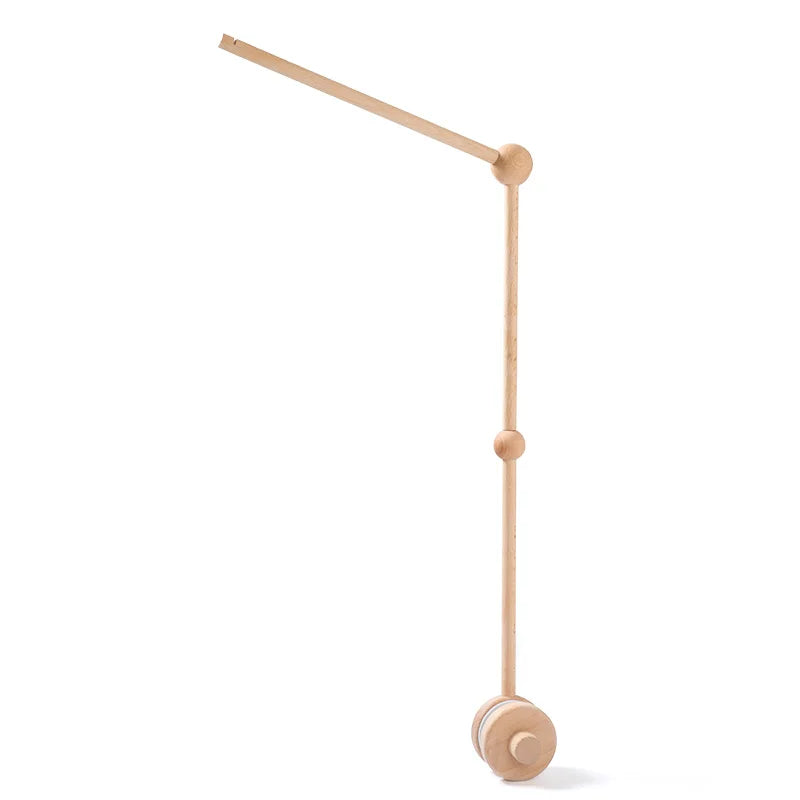 Minimalist wooden table lamp with an adjustable arm and circular base, featuring smooth, natural wood tones against a white background.