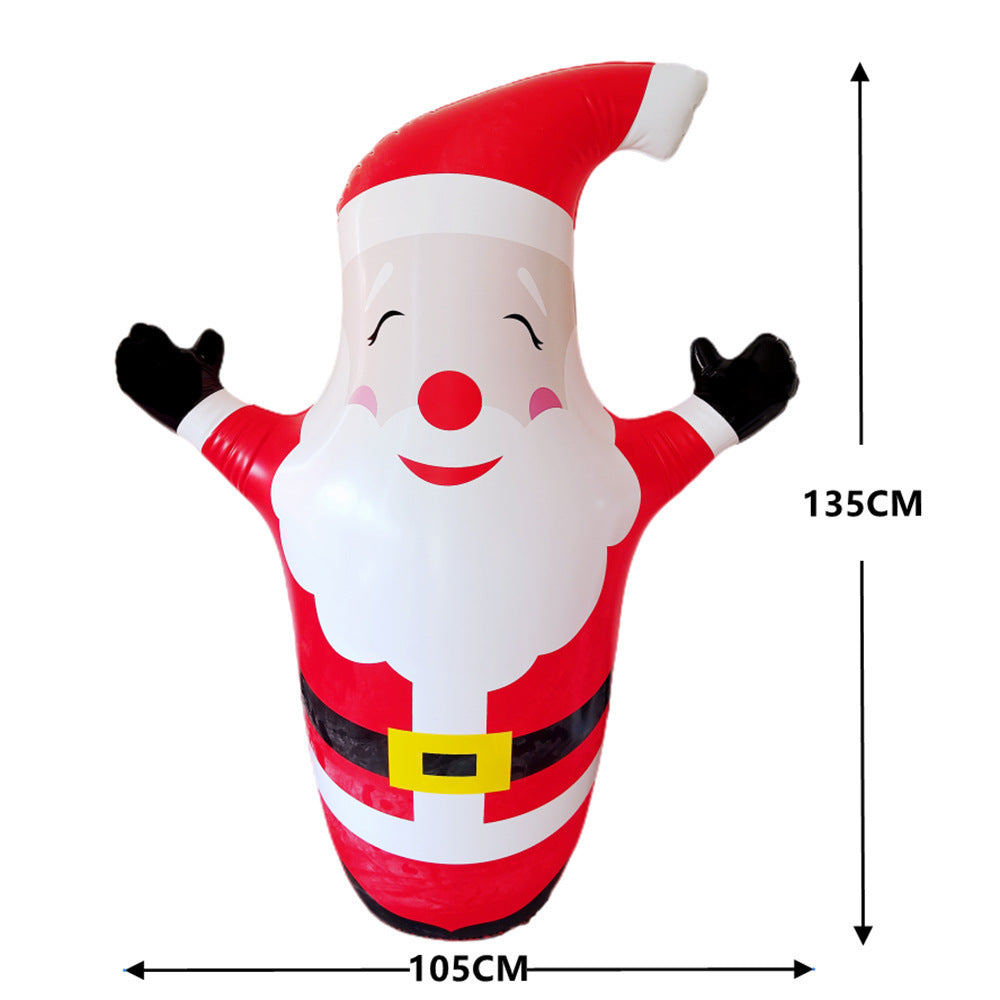 Inflatable Santa Claus figure, 135cm tall and 105cm wide. Santa is smiling with open arms, featuring a classic red suit, white beard, and black gloves and belt.