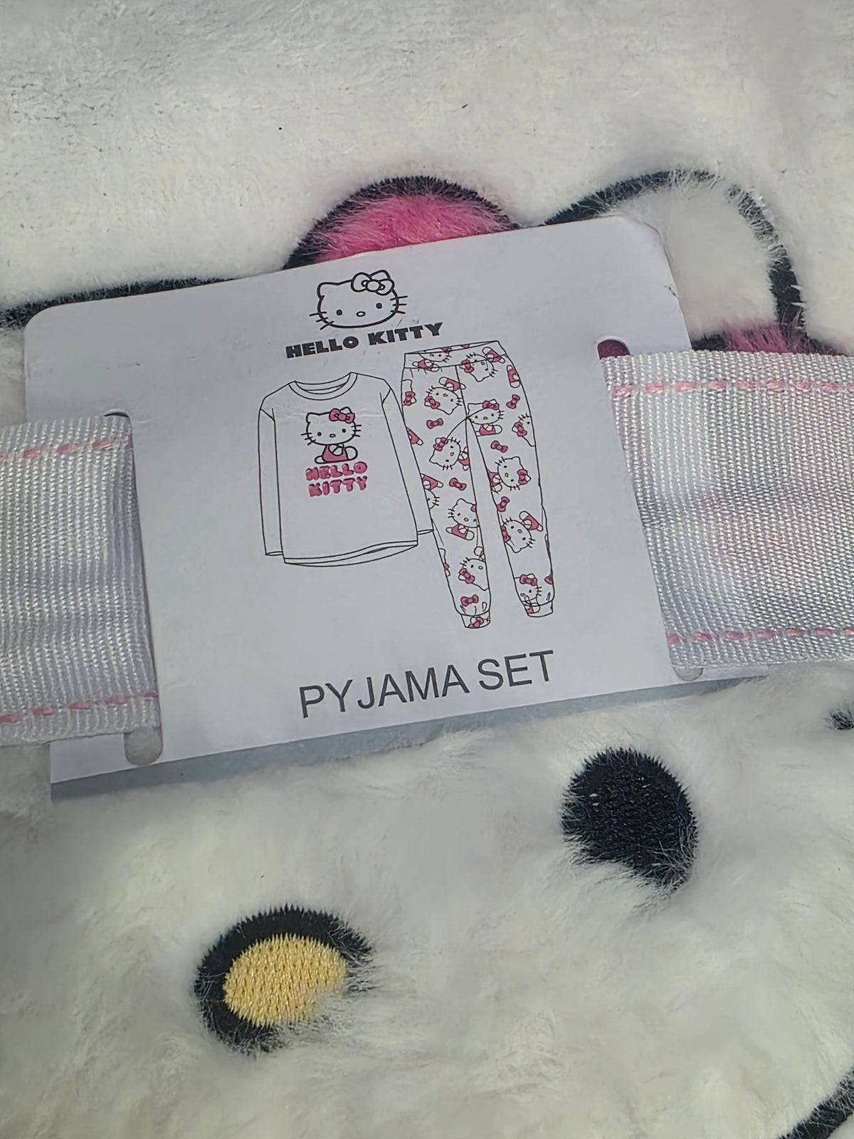 Hello Kitty Sanrio Fleece Loungewear Set Womens White Pink Embroidered
